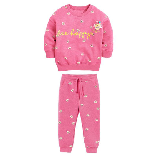 Warm Fleece Girls Outfit Bees Design 2pcs