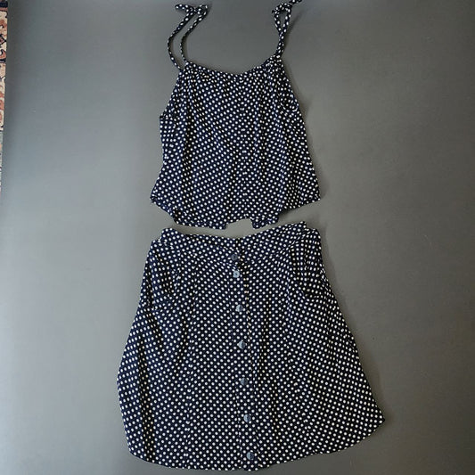 Set Of 2 Pieces Mini Skirt Crop Dots Size S-M