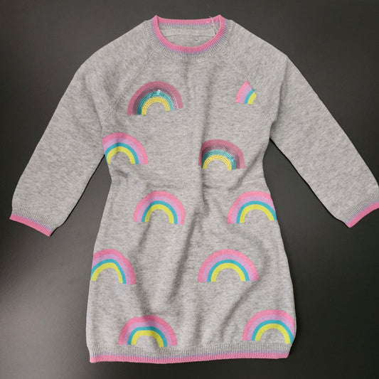 Dress For Girls Rainbow Design