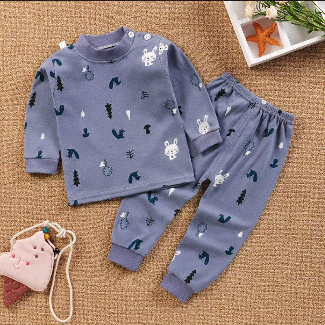 Cotton  100% Pijama For Kids Long Sleeve Little Forest Design