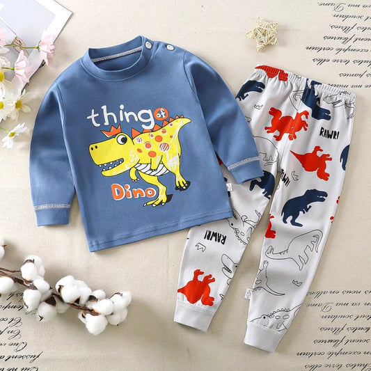 Cotton  100% Pijama For Kids Long Sleeve Dino Design