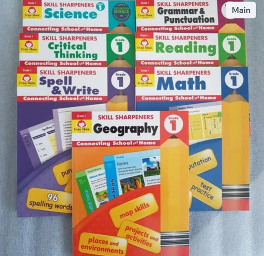 Evan Moor Skill sharpeners Grade 1 connecting school and home set 7 books