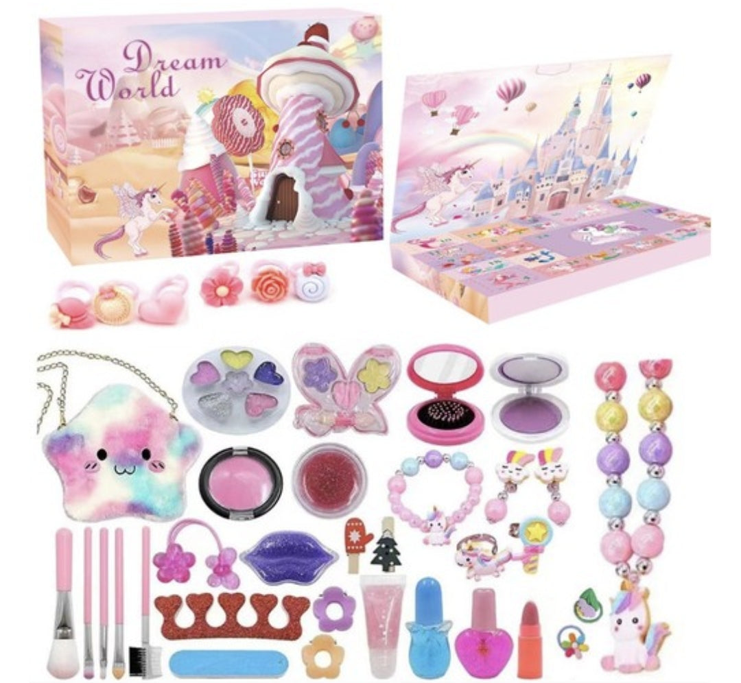 Advent Calendar. Children's Makeup, Children's Makeup for Girls, Washable, Real, Princess Toys for Beginners.