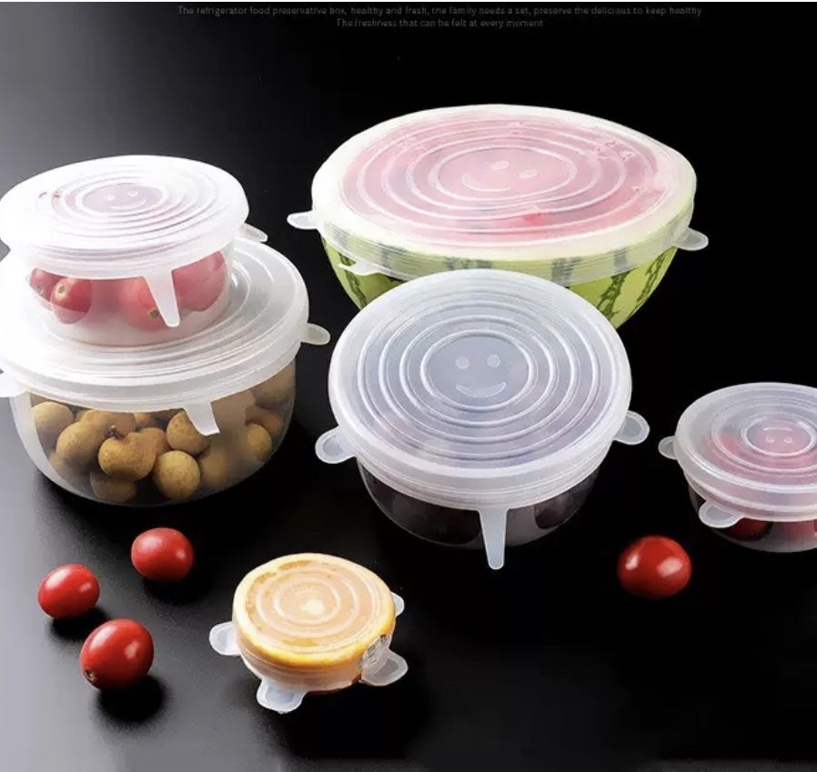 6pcs Stretch Silicone Fresh Cover Suitable For Kitchen, Outdoor And Dustproof Food Storage