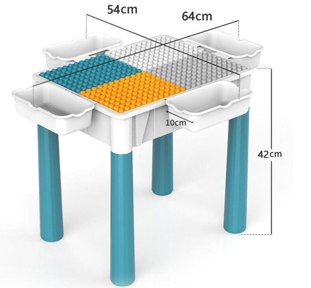 Kids Multi-Functional Educational Block Table and 2 Chairs Set （Include 109pcs building blocks）