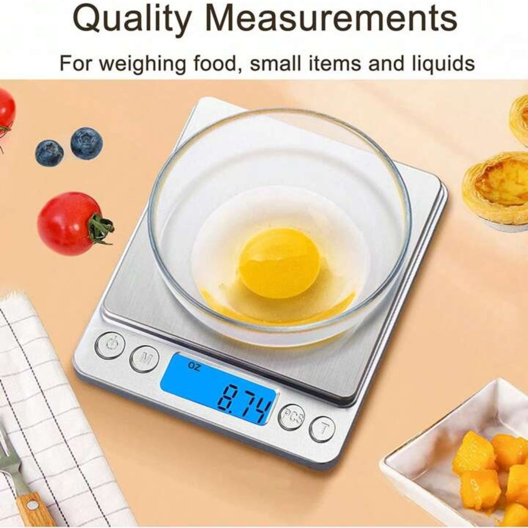 Digital Kitchen Scales, Portable Electronic Food Weighing Scale, 0.1g to 3kg ,LCD Display