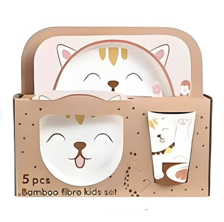 Set Kids Dinnerware Set - Children Dishes 100% Bamboo Fiber