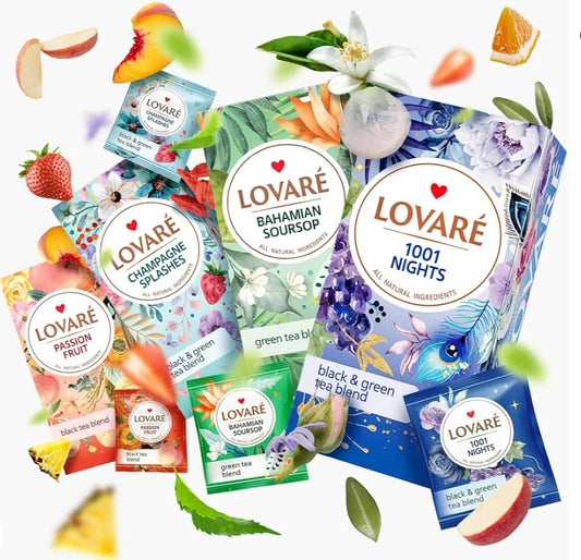 Lovare Tea in Sachets Made in Ukraine Many Flavors 24pcs Tea Box