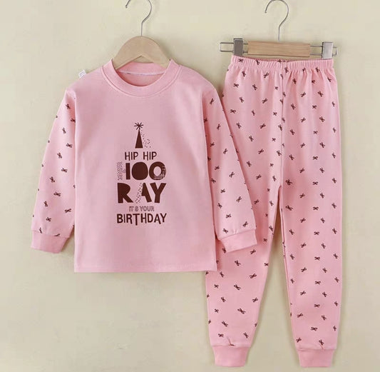 Cotton  100% Pijama For Kids Long Sleeve Birthday Design