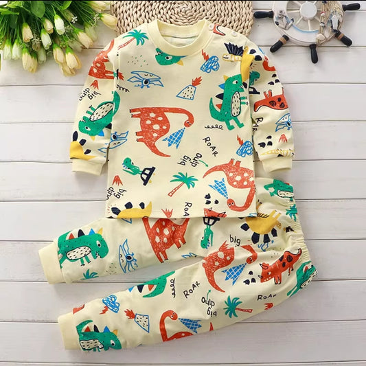 Cotton  100% Pijama For Kids Long Sleeve Dinos Design