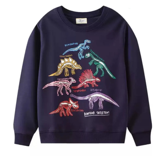 Cotton 100% Top Dino Design  Long Sleeve