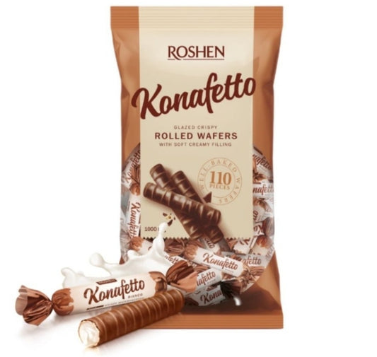 Roshen KONAFETTO BLANC, SWEETS IN COCOA COMPOUND COATING Mix 200gr