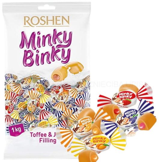 Roshen Minky Binky Mixed Juice Jelly Filling Toffee, 200gr