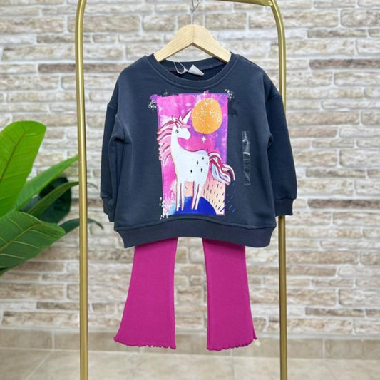 Cotton Unicorn Design Outfit 2-8y