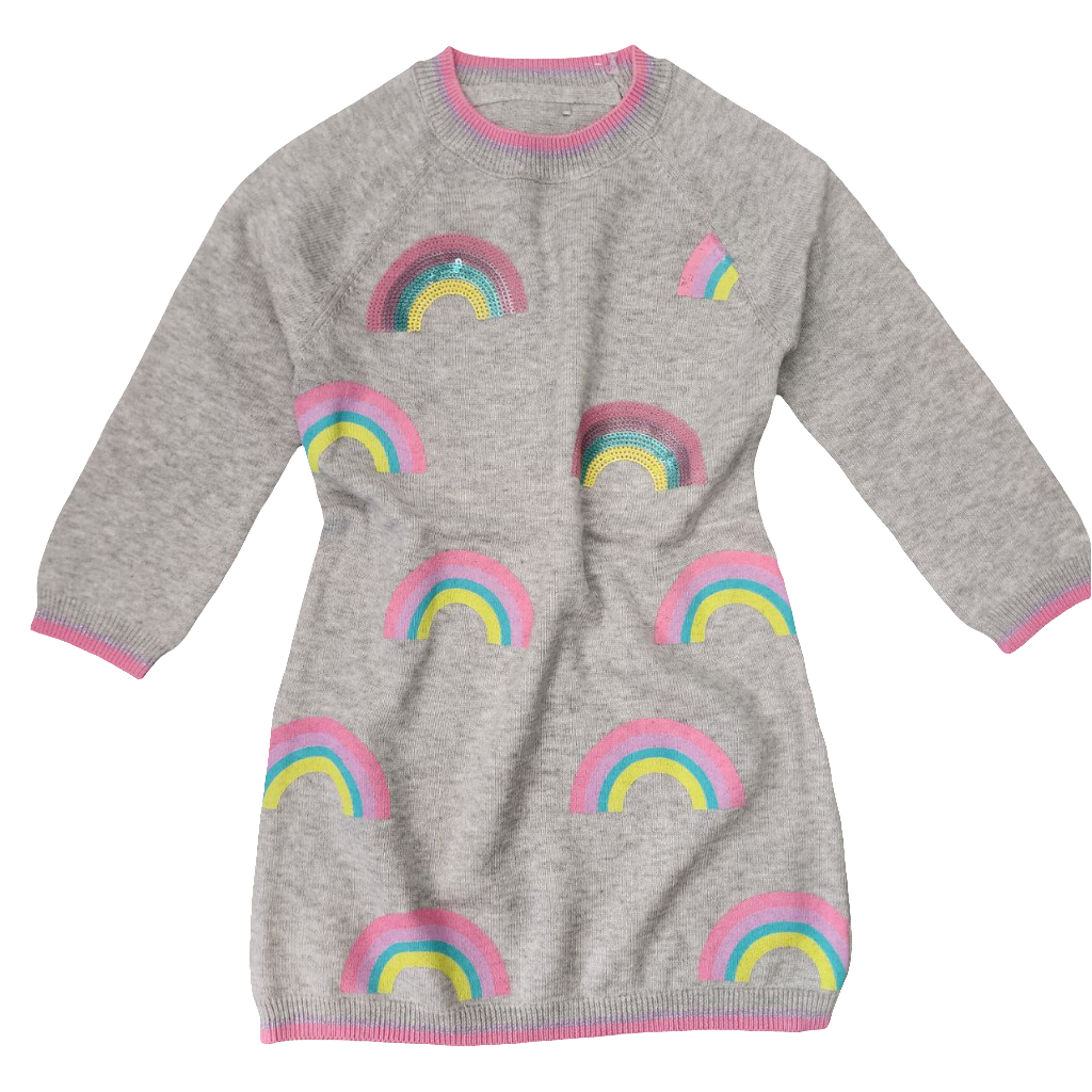 Dress For Girls Rainbow Design