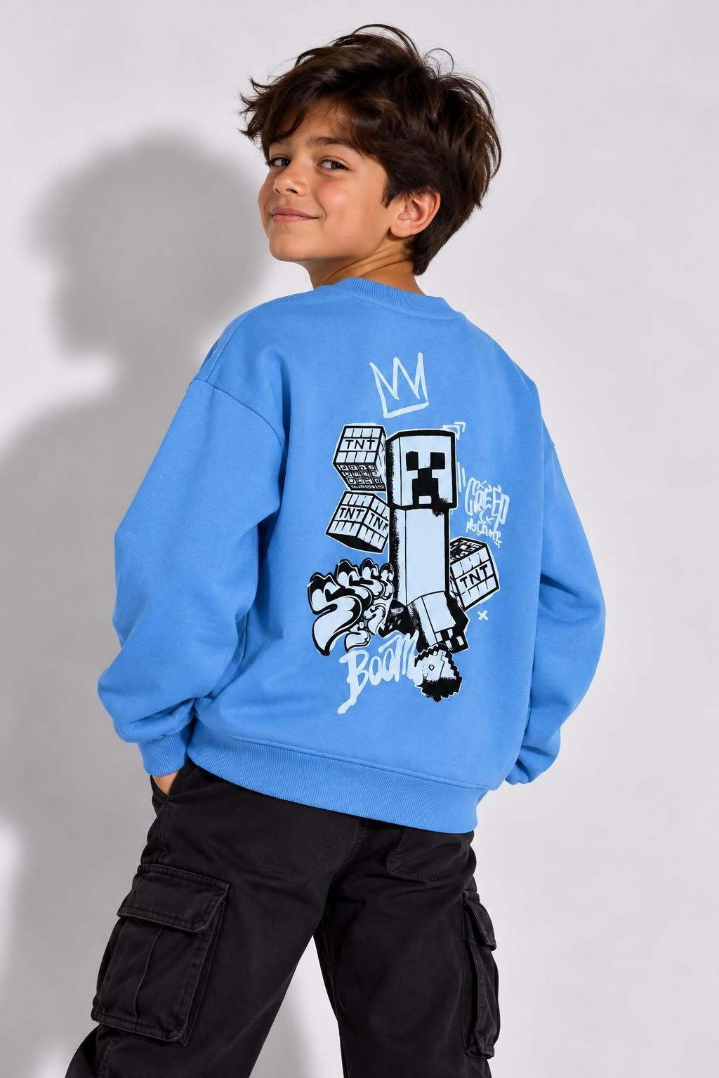 Boys blue Minecraft sweatshirt back graphic