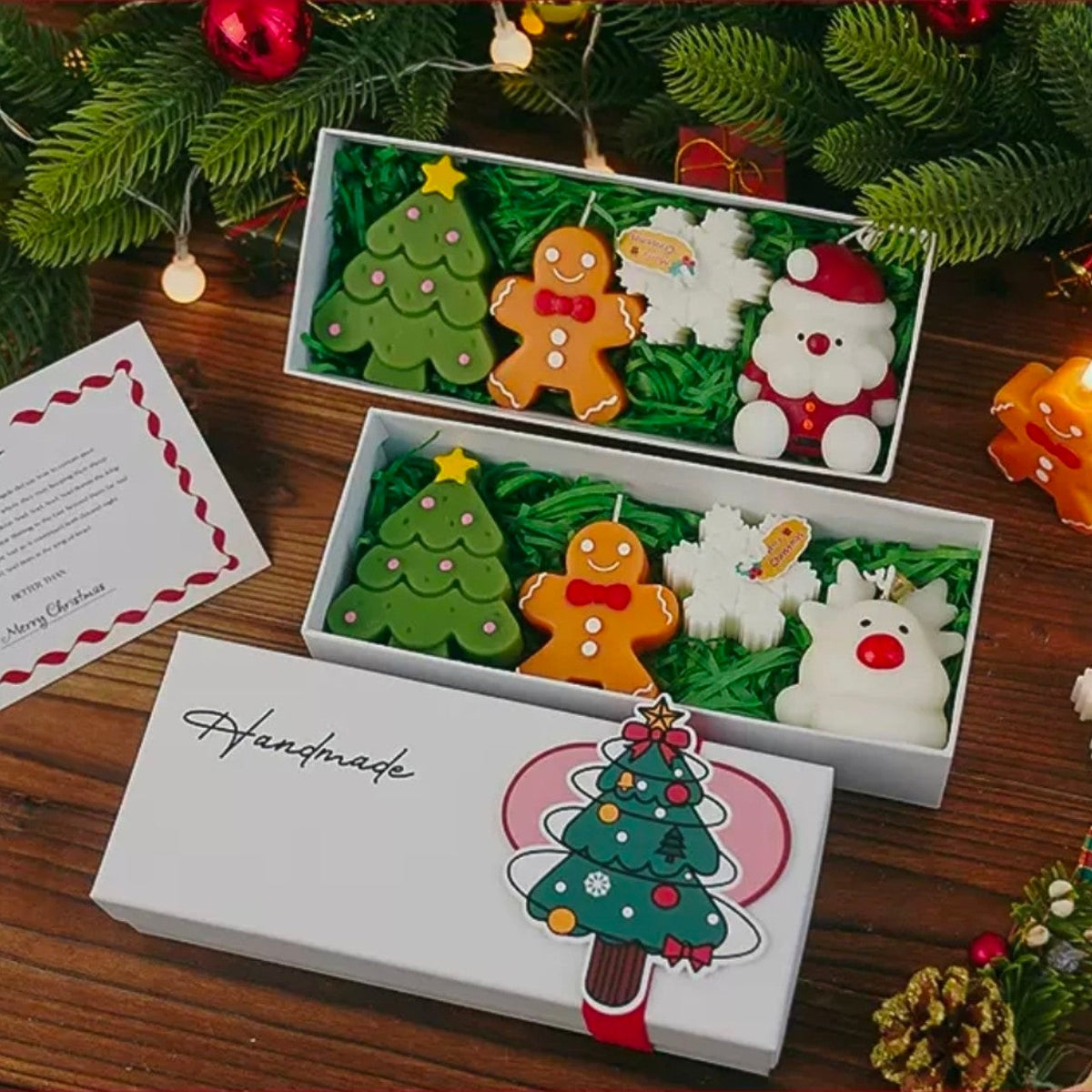 Christmas candle gift boxes with Santa and Snowman options