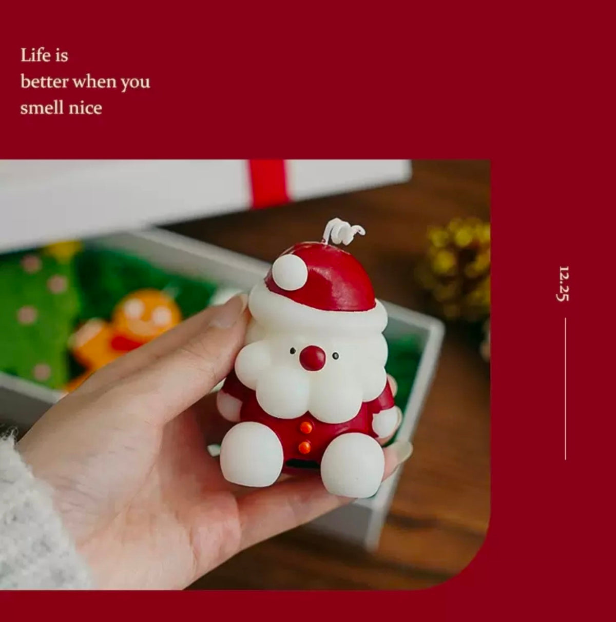 Santa scented candle close-up
