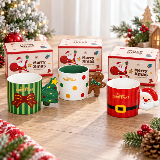 Christmas ceramic mugs with gift boxes