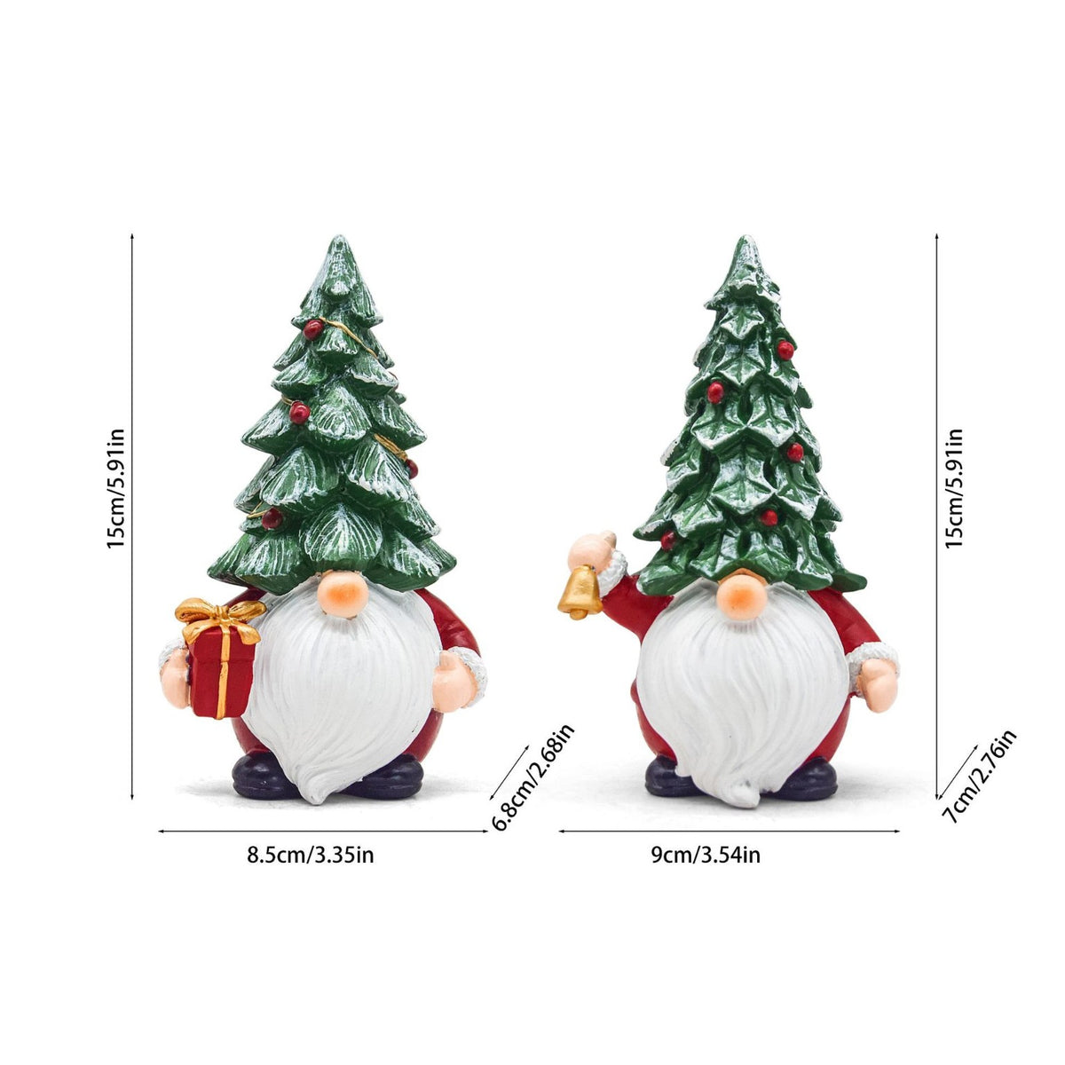 Dimensions of each Christmas gnome figurine – 15 cm tall