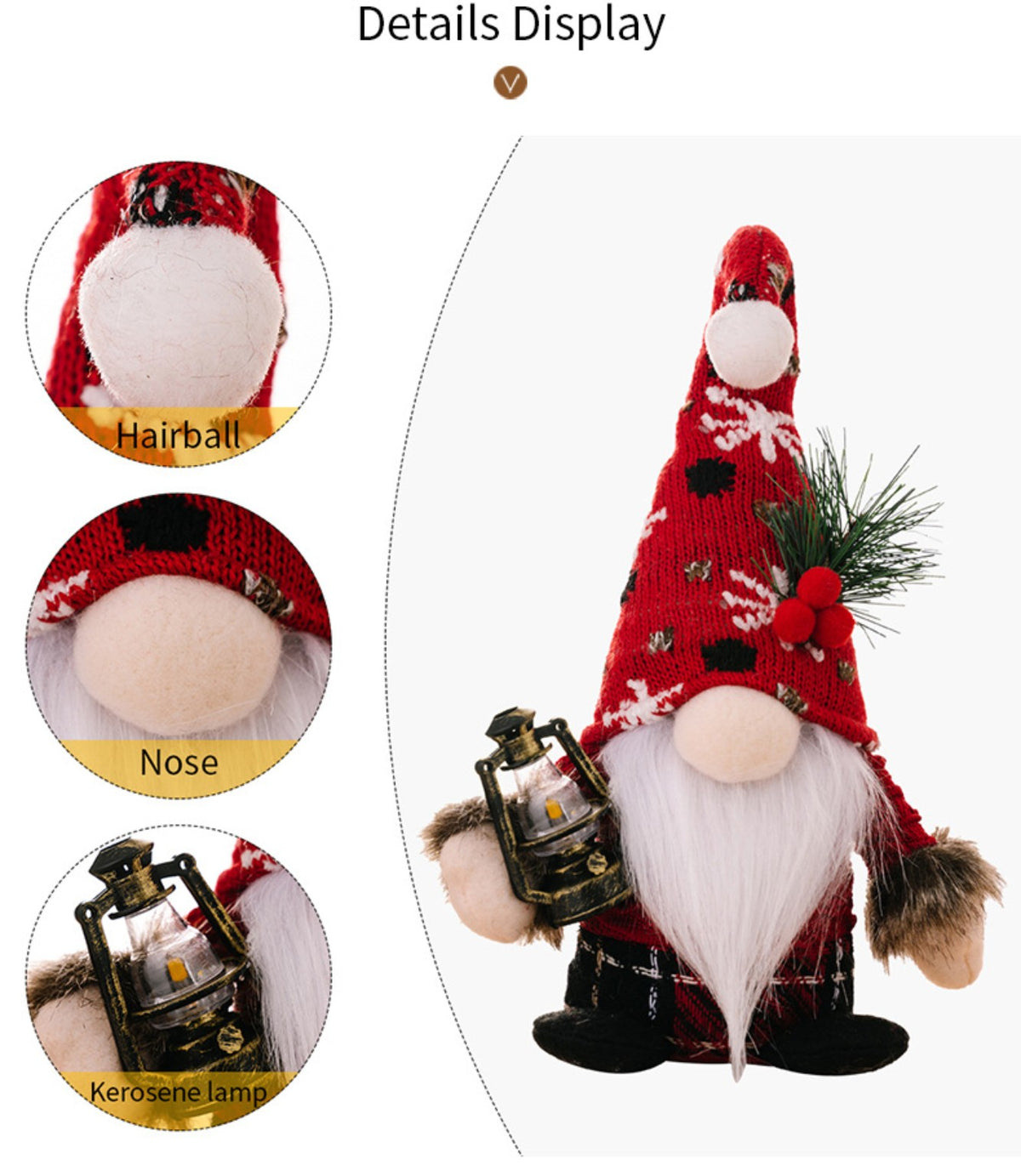 Red Christmas gnomes with knitted hats - festive decorative designs