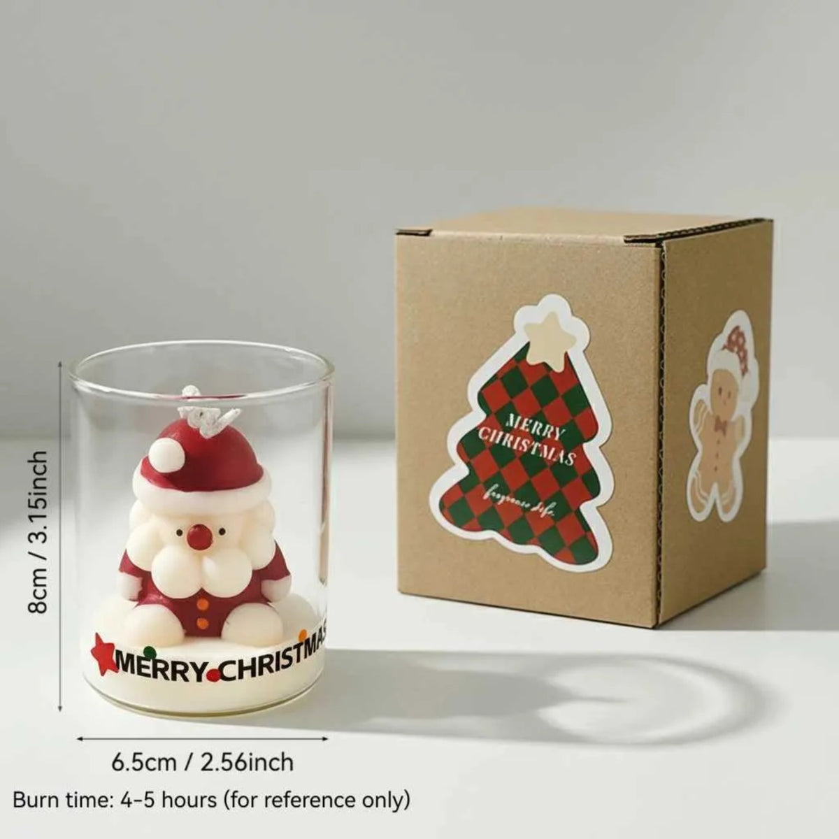 Christmas scented candle in glass with Santa design and gift box
