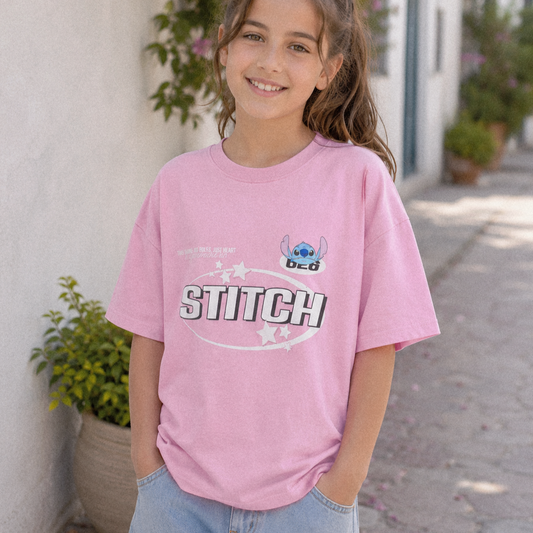 Girls Pink Stitch Oversized T-Shirt | Size 5-14y