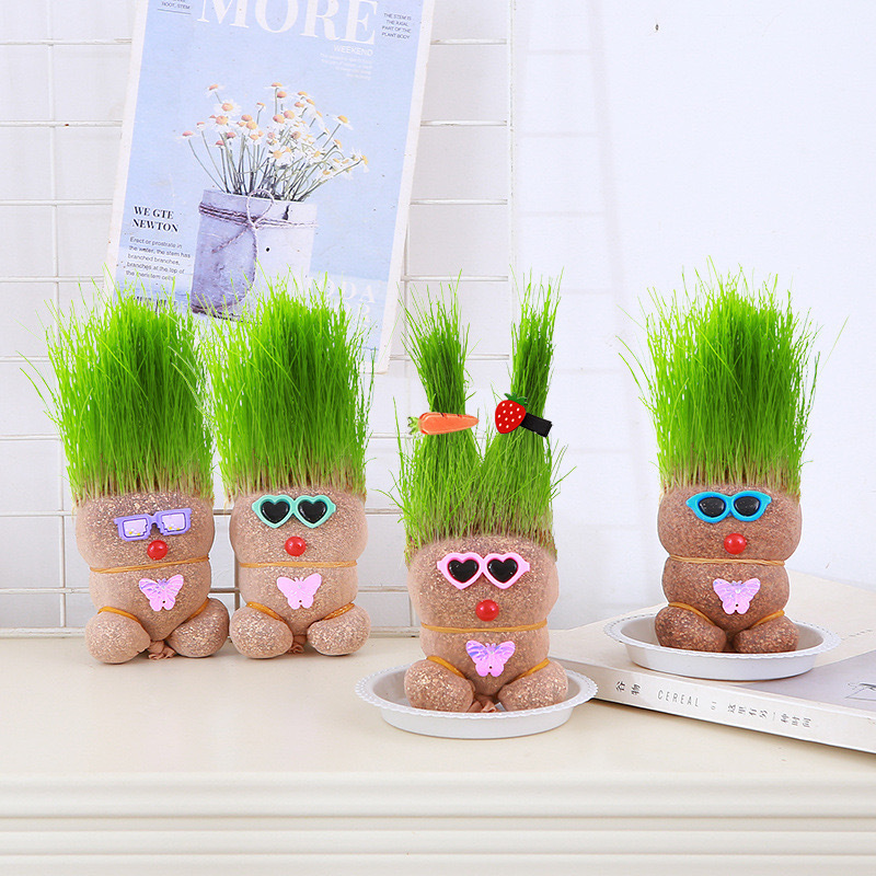 Assorted Grass Head Dolls with green grass hair
