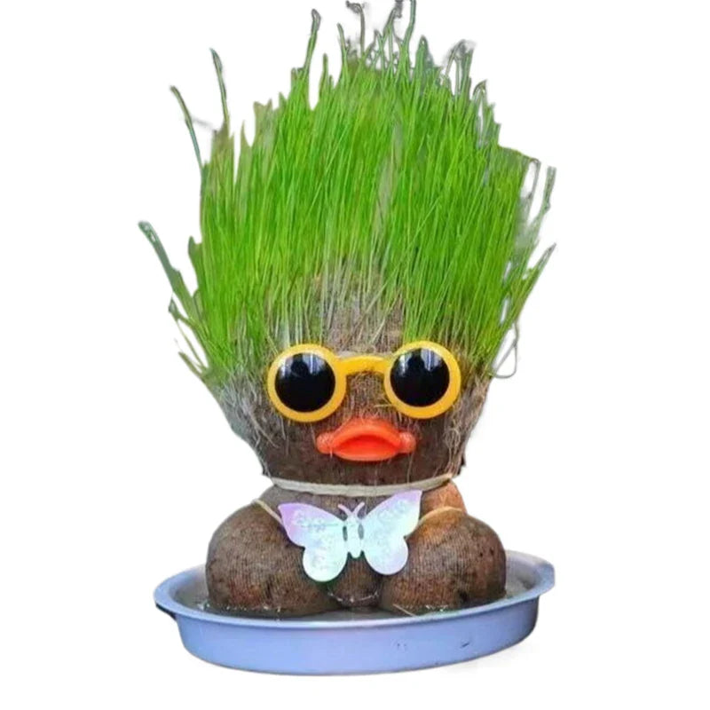 Grass Head Doll with grown green grass hair