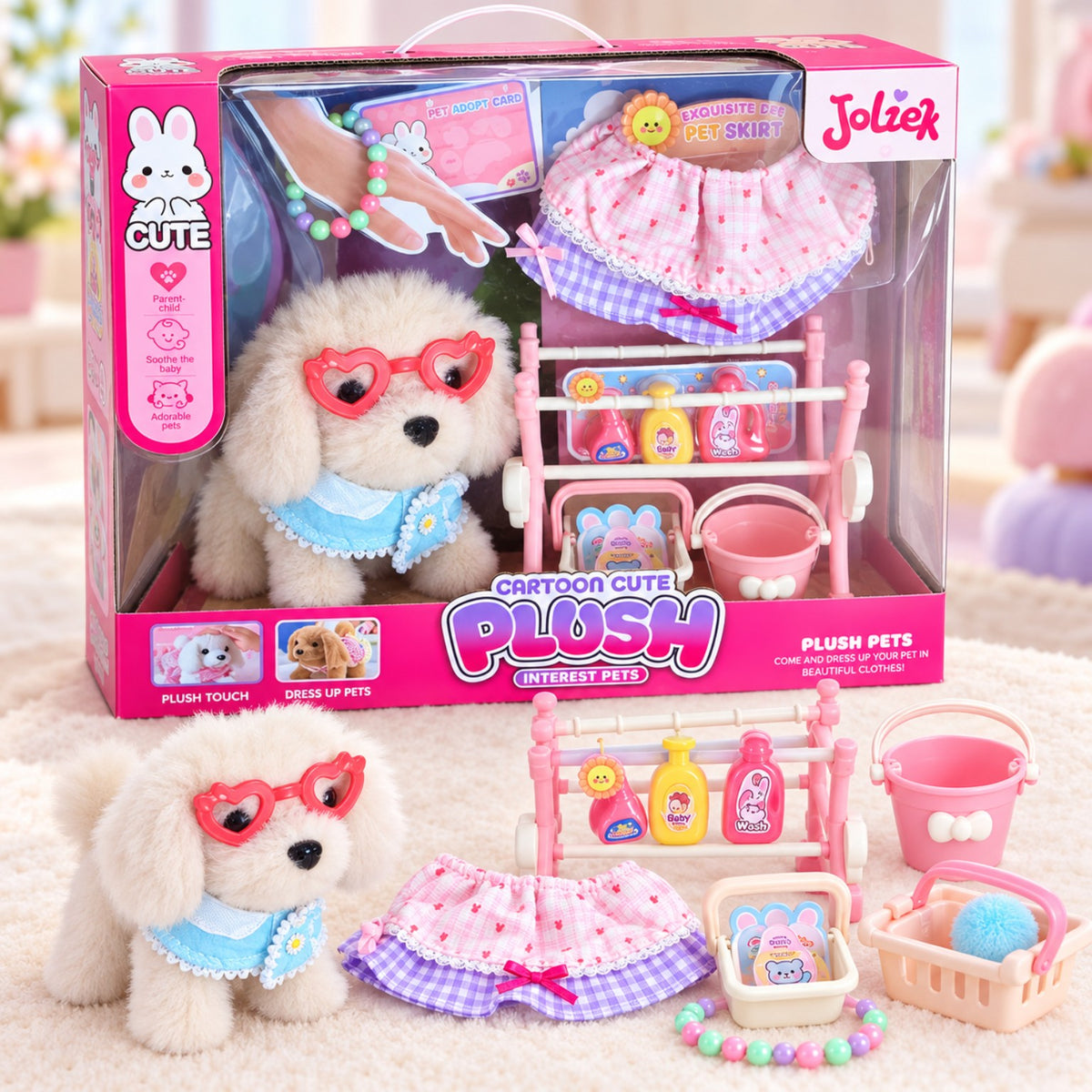 Joliek plush pet playset product display