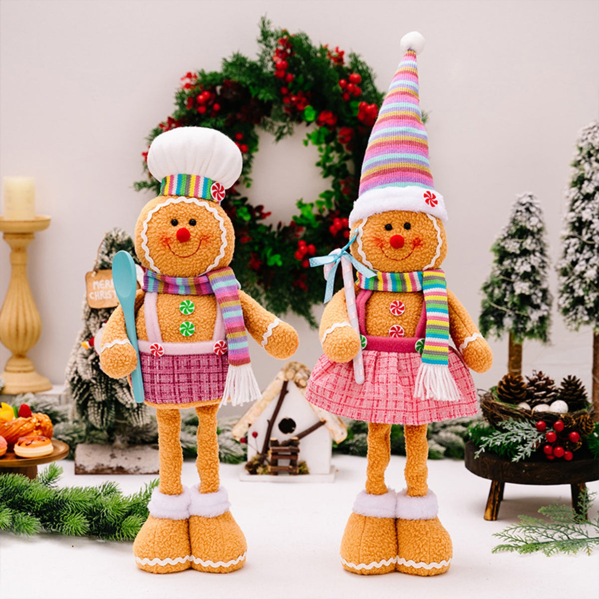 Both gingerbread Christmas plush decoration designs
