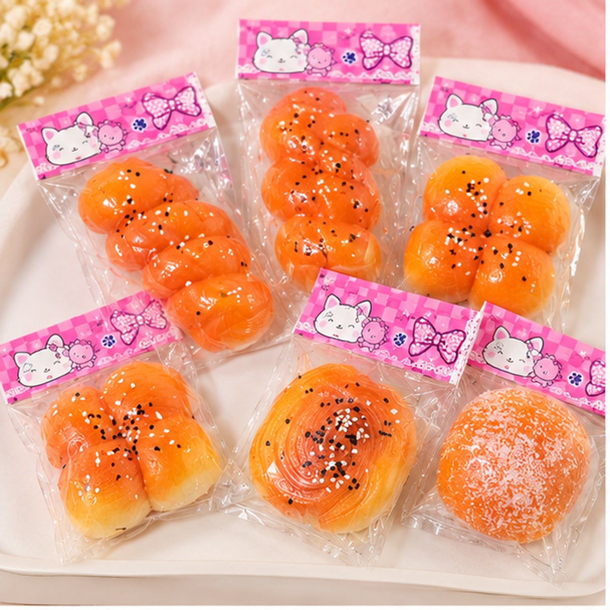 Kawaii bread squishy toys assorted designs