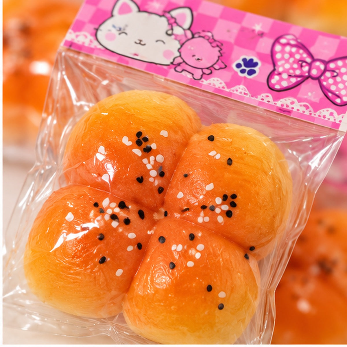 Kawaii bread squishy flower bun close-up