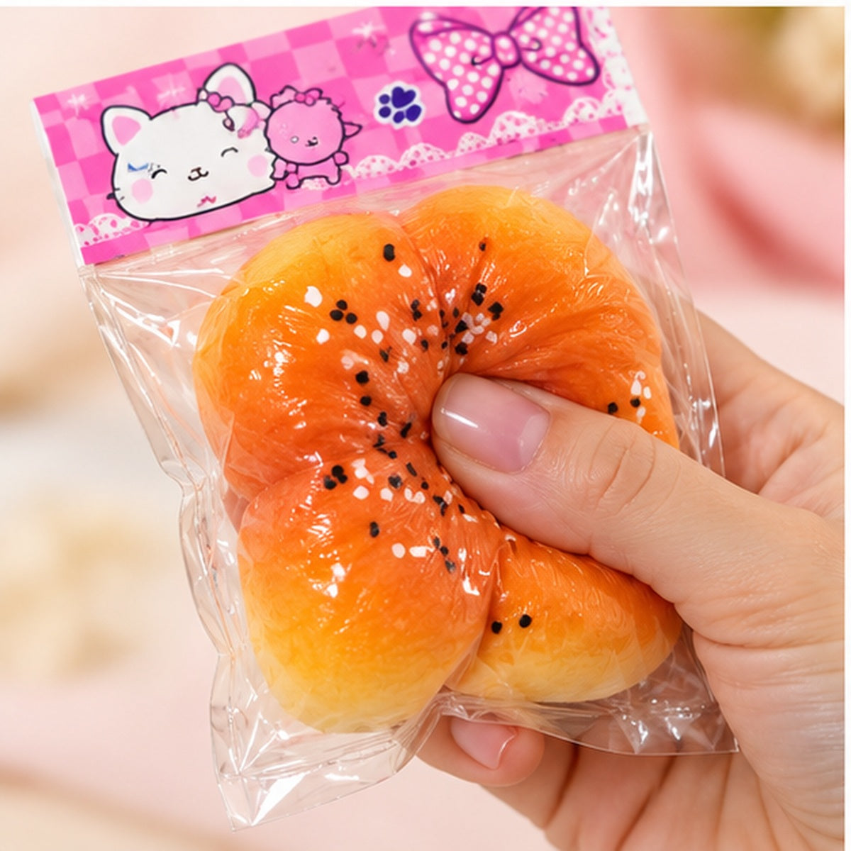 Kawaii bread squishy squeeze demonstration
