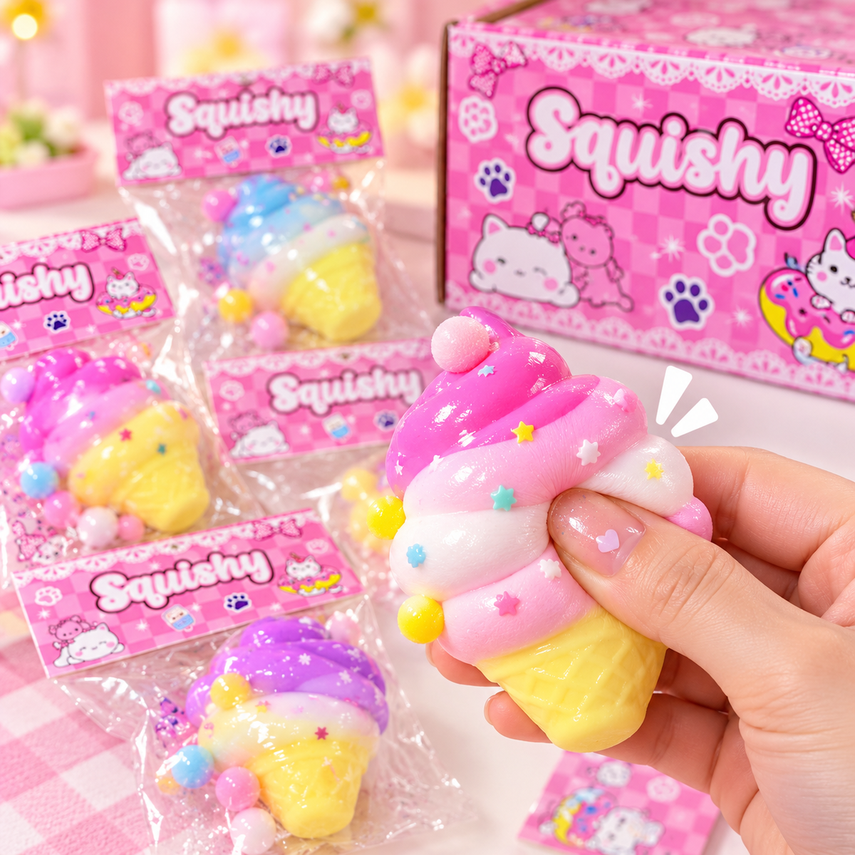 Kawaii ice cream squishy squeeze demonstration