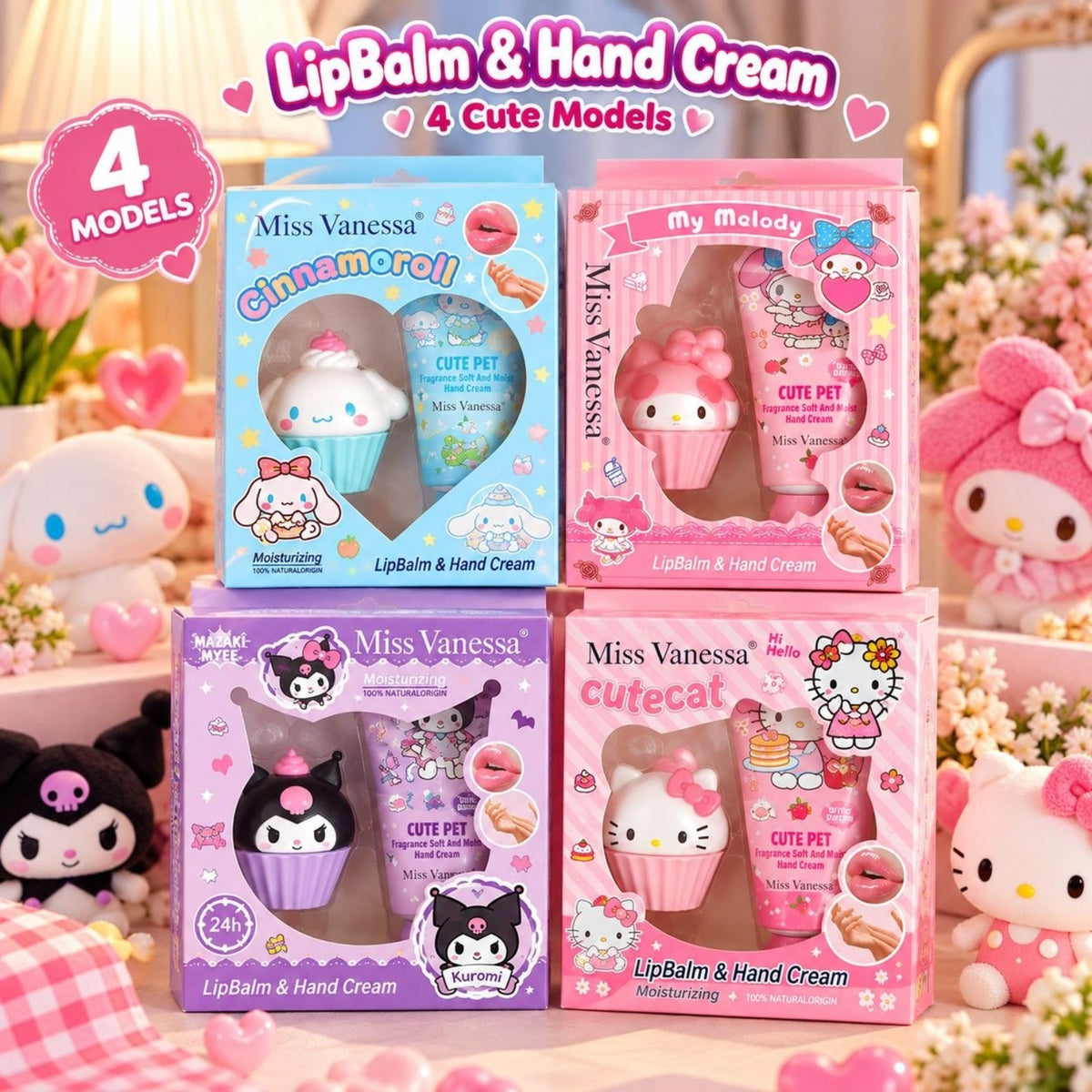 My Melody pink gift set held in hand showing actual size