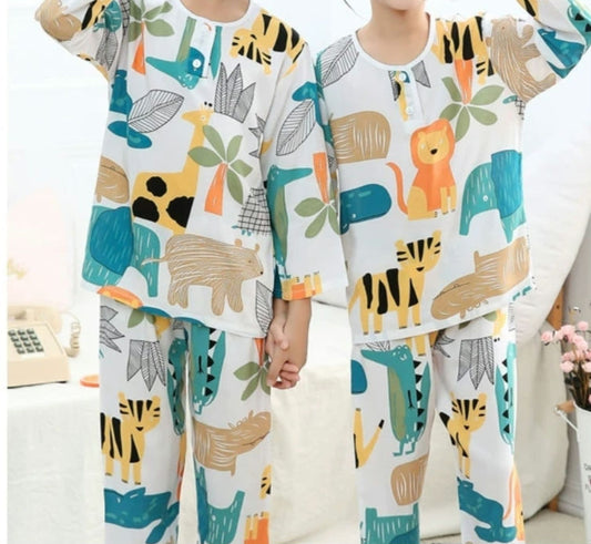 Pijama For Kids Long Sleeve Animal Design