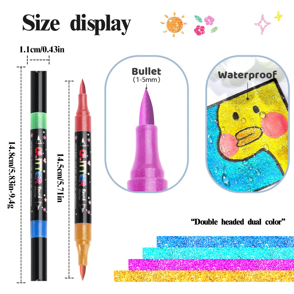 Glitter Brush Marker Set – 12pcs/24 Colors & 24pcs/48 Colors