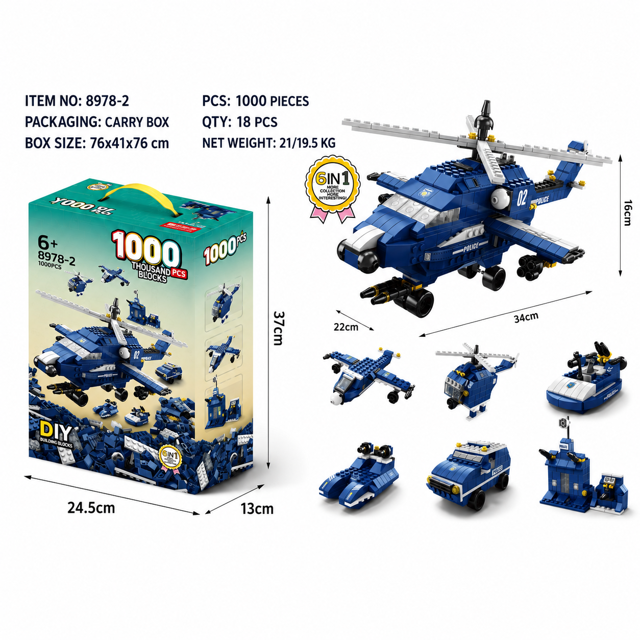 1000PCS 6-in-1 Building Blocks Collection Set | 6+