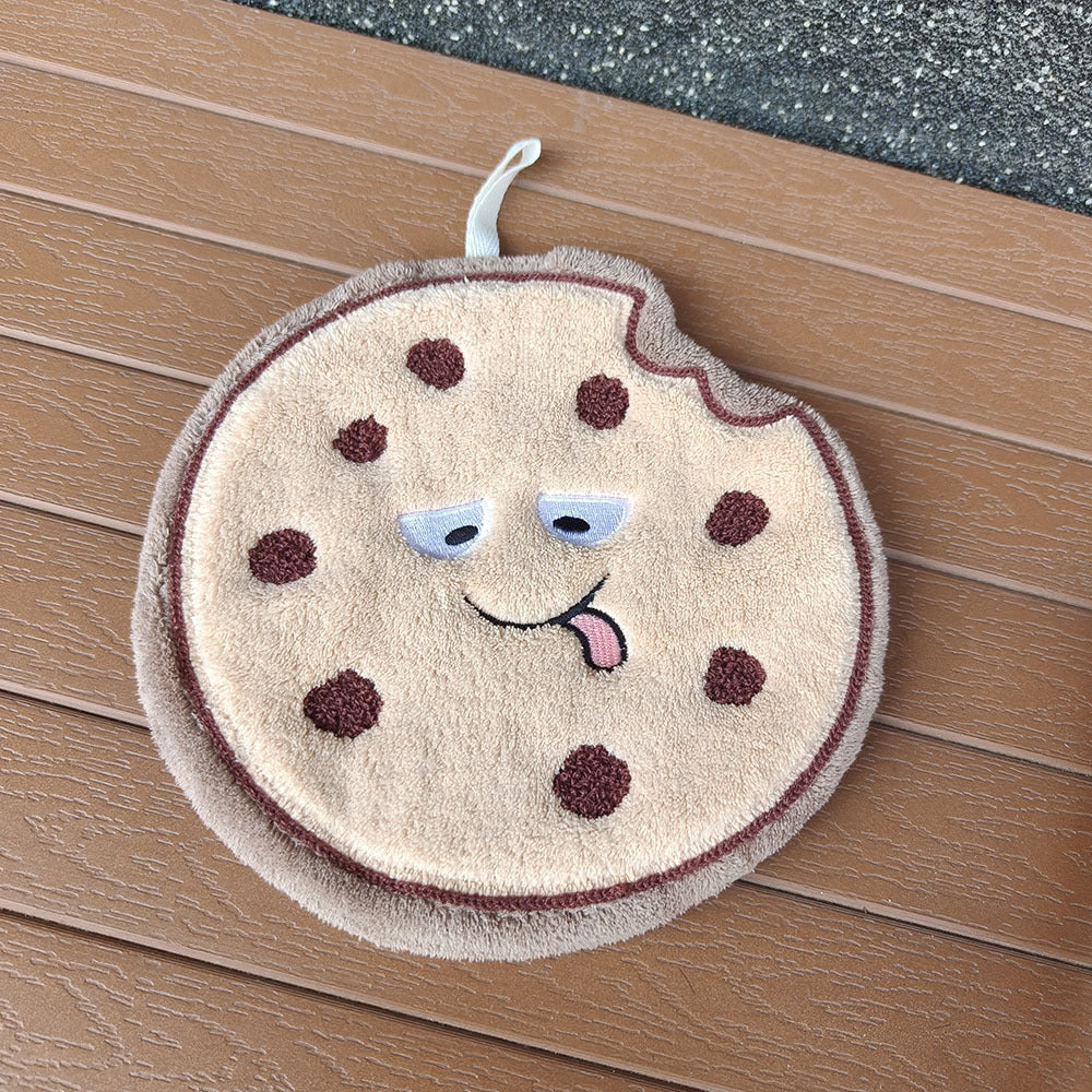 Cute Food Coral Fleece Hanging Hand Towel 21x19cm
