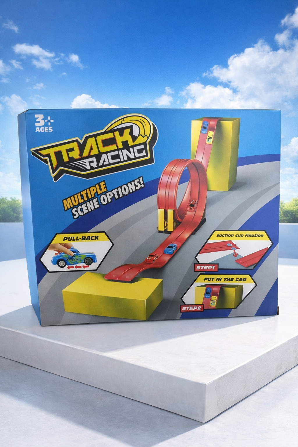 Track Racing 2-Lane Launch Car Track Set for Kids 3+