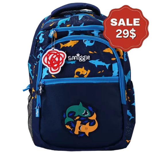 Smiggle Wonder Backpack School Bags High Quality For Boys With Shark Design 43cm G1-G3