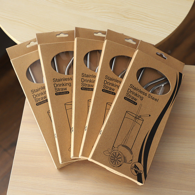 Reusable Stainless Steel Drinking Straw 4pcs  With 1 Cleaners Pipe