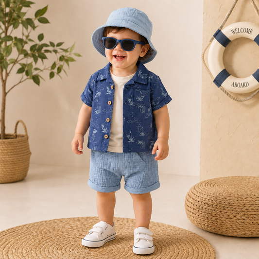 Baby Boy Summer Outfit Set 5pcs | Size 0-9M