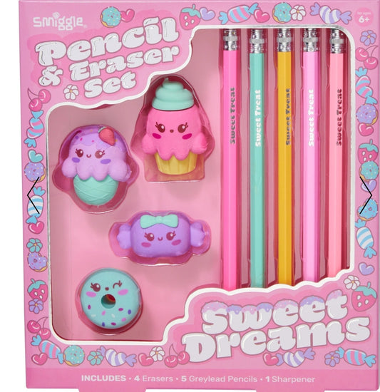 Smiggle Pencil & Eraser Set Sweet Dreams