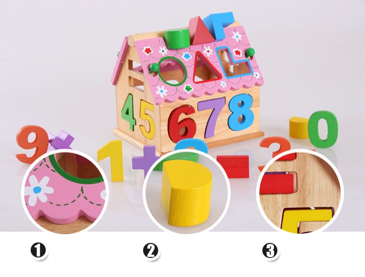Wooden Educational Number & Shape Sorting House | 3+