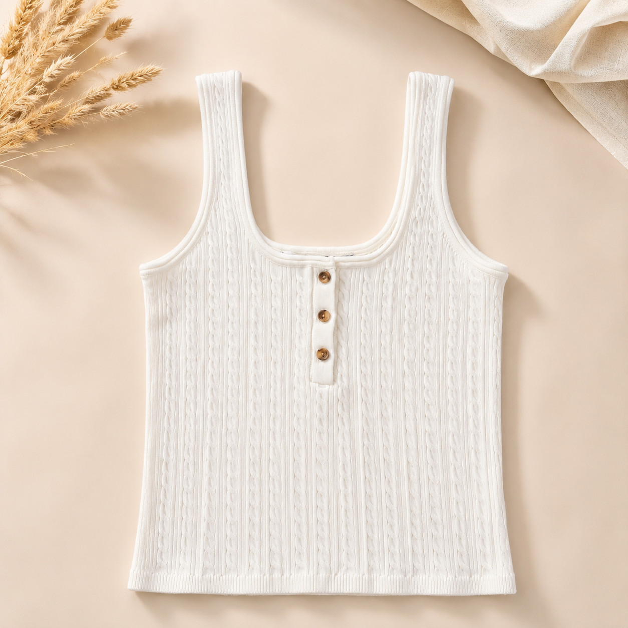 Elegant White Knit Tank Top for Women Brand Bershka | Size S