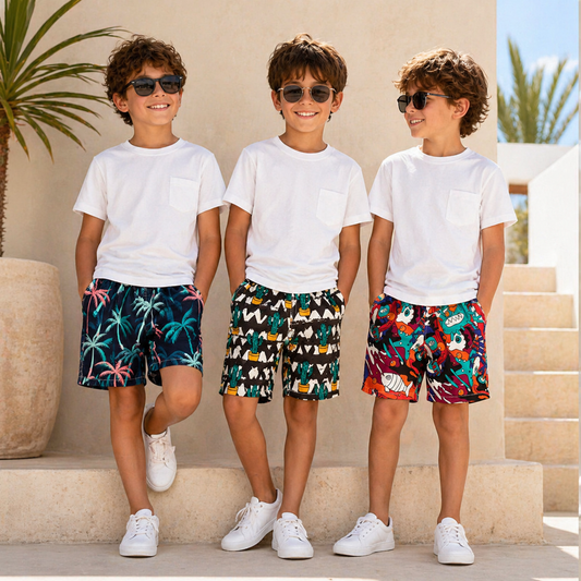 Boys Double-Layer Swim Shorts – Trendy Summer Style | 3–10Y