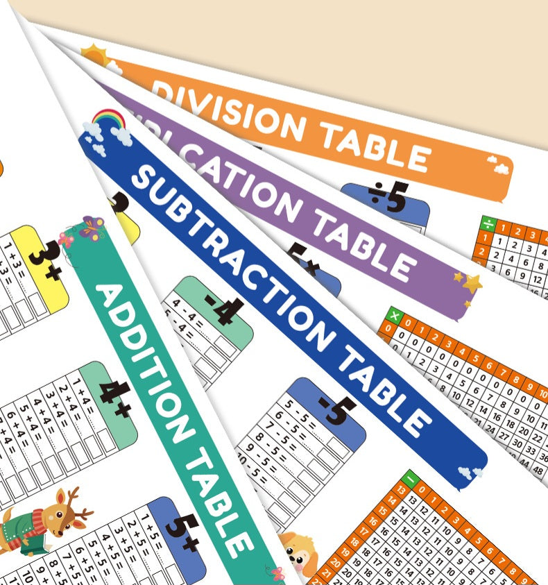 Kids Math Learning Table | 4 Designs – Sold Separately | Size 3×41.5×3cm