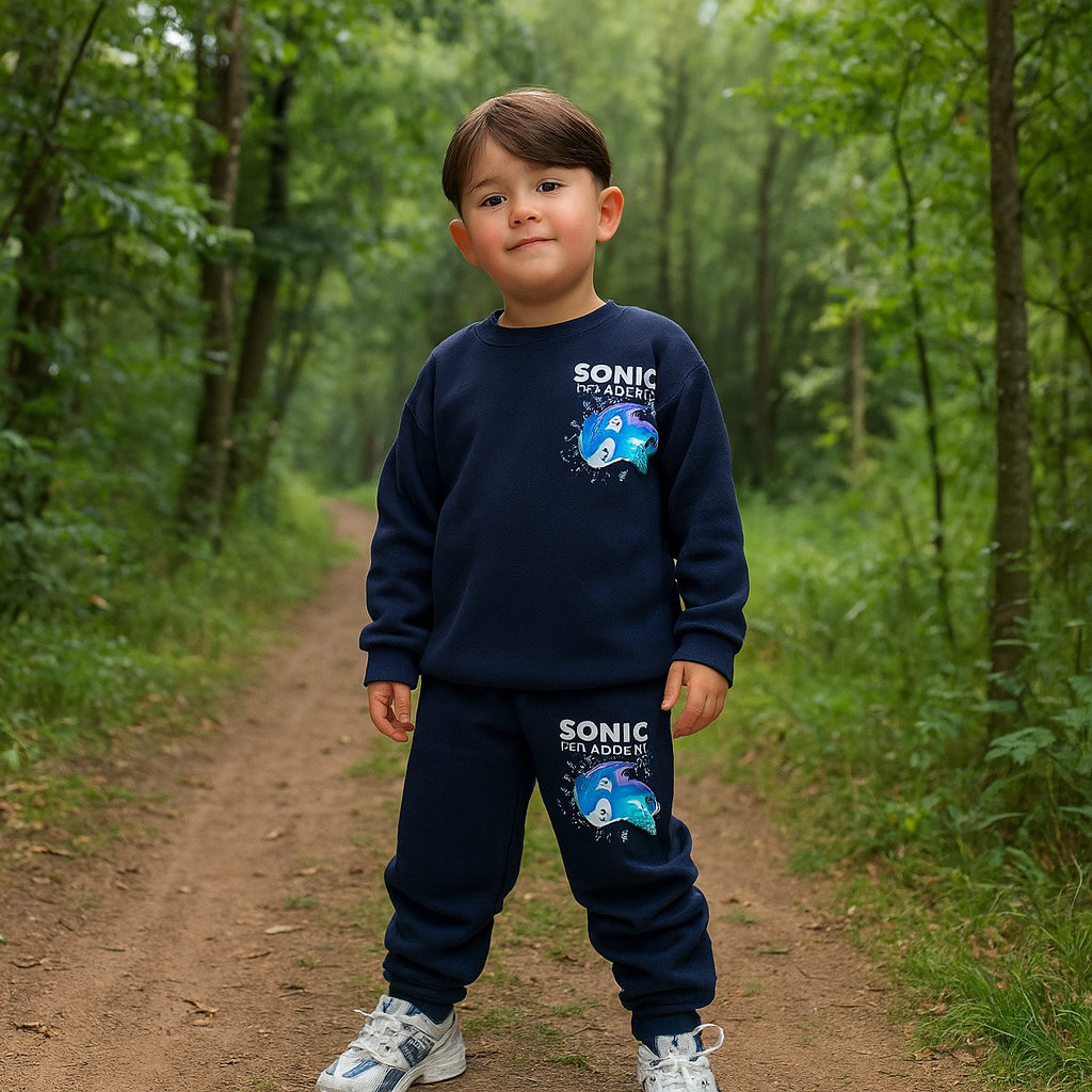 Outfit Warm With Fleece Sonic Design Size 3-10y